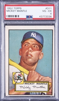 1952 Topps #311 Mickey Mantle Rookie Card – PSA VG-EX 4